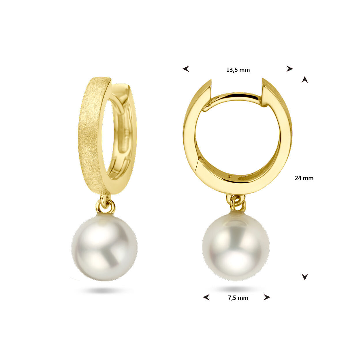 orecchini a cerniera perla graffiata 14K oro giallo