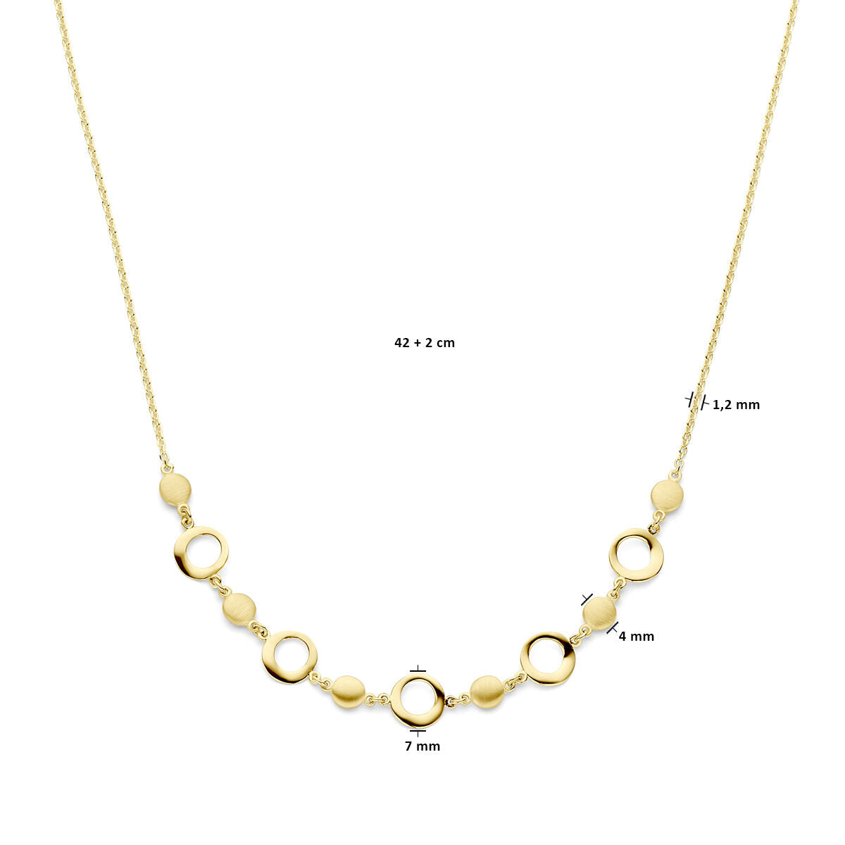 collana 42 + 2 cm lucido/opaco oro giallo 14K