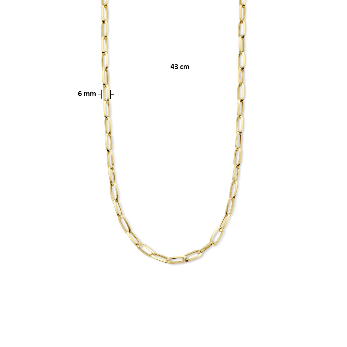 collana paperclip tubo affusolato 6,0 mm 43 cm 14K oro giallo