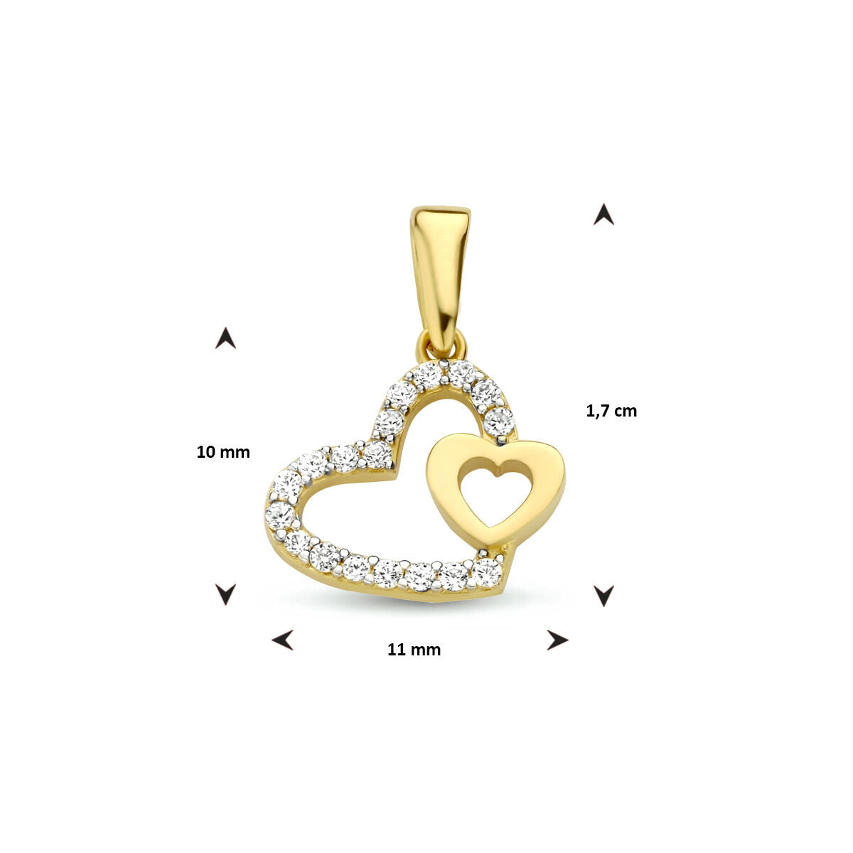 ciondolo cuoricini zirconia 14K oro giallo