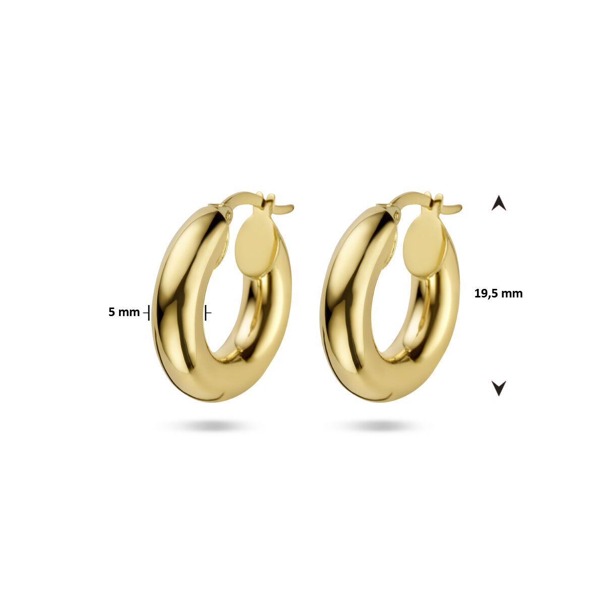 orecchini a cerchio 5,0 mm tubo tondo 14K oro giallo
