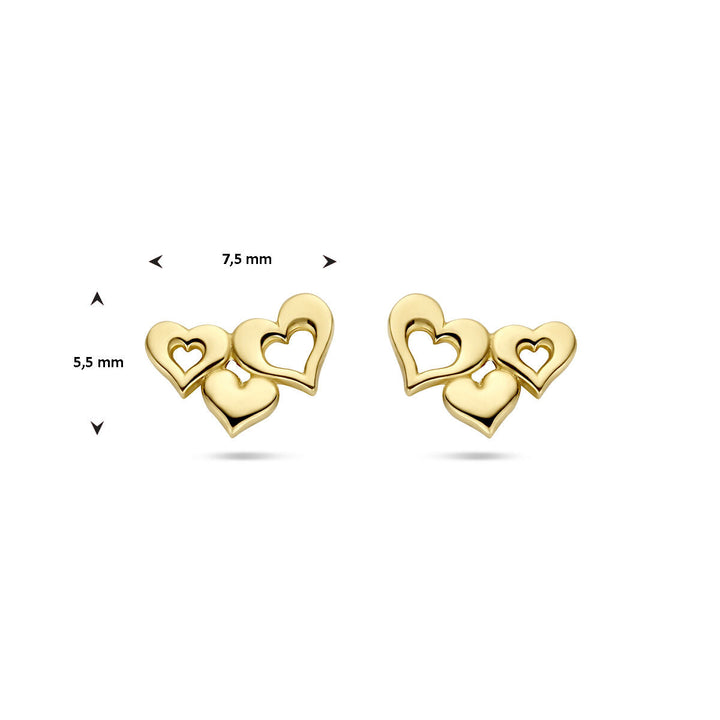 oorknoppen hartjes 14K geelgoud