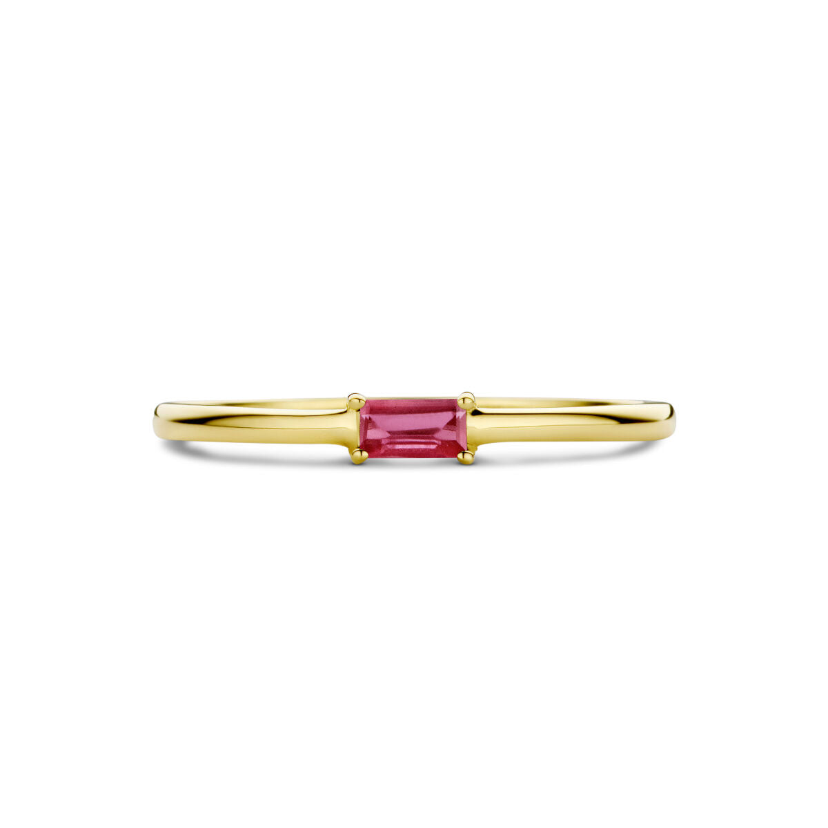 anello con pietra portafortuna rubino luglio oro giallo 14K
