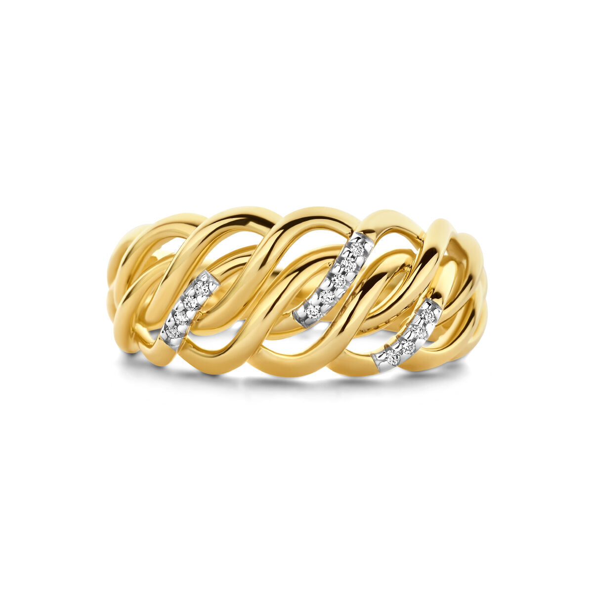 anello diamante 0.04ct h si oro giallo 14K