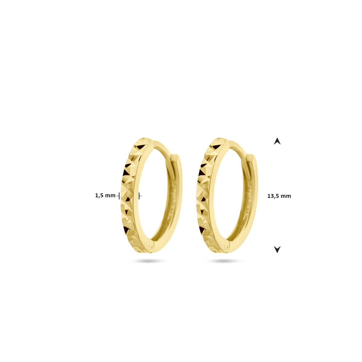 orecchini a cerchio diamantati oro giallo 14K