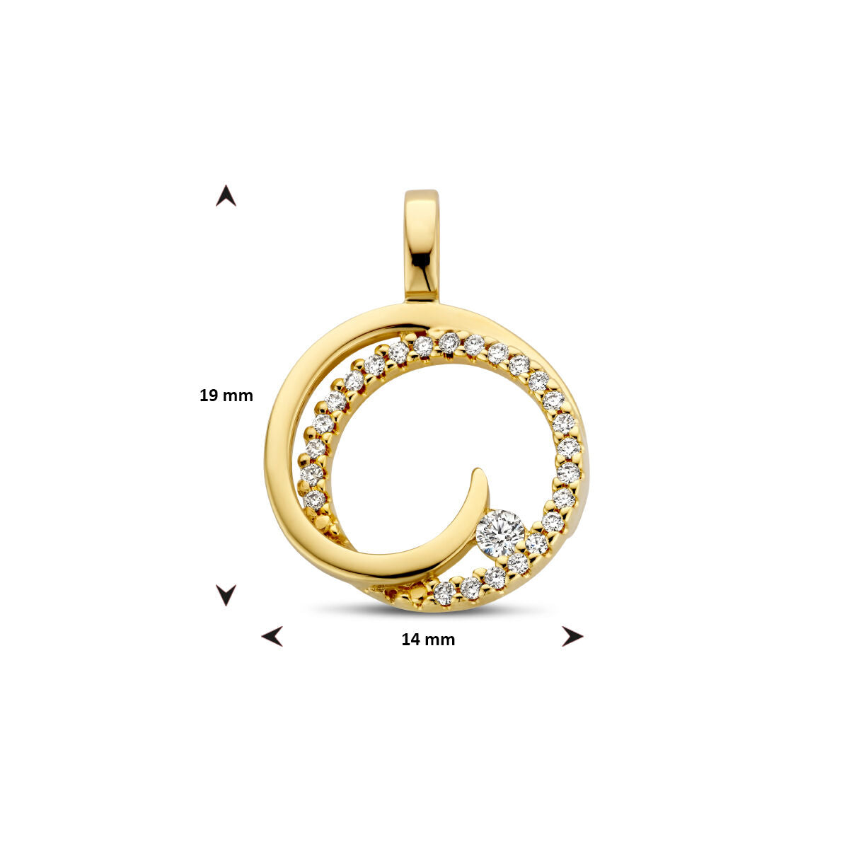 ciondolo tondo diamante 0.13ct h si oro giallo 14K