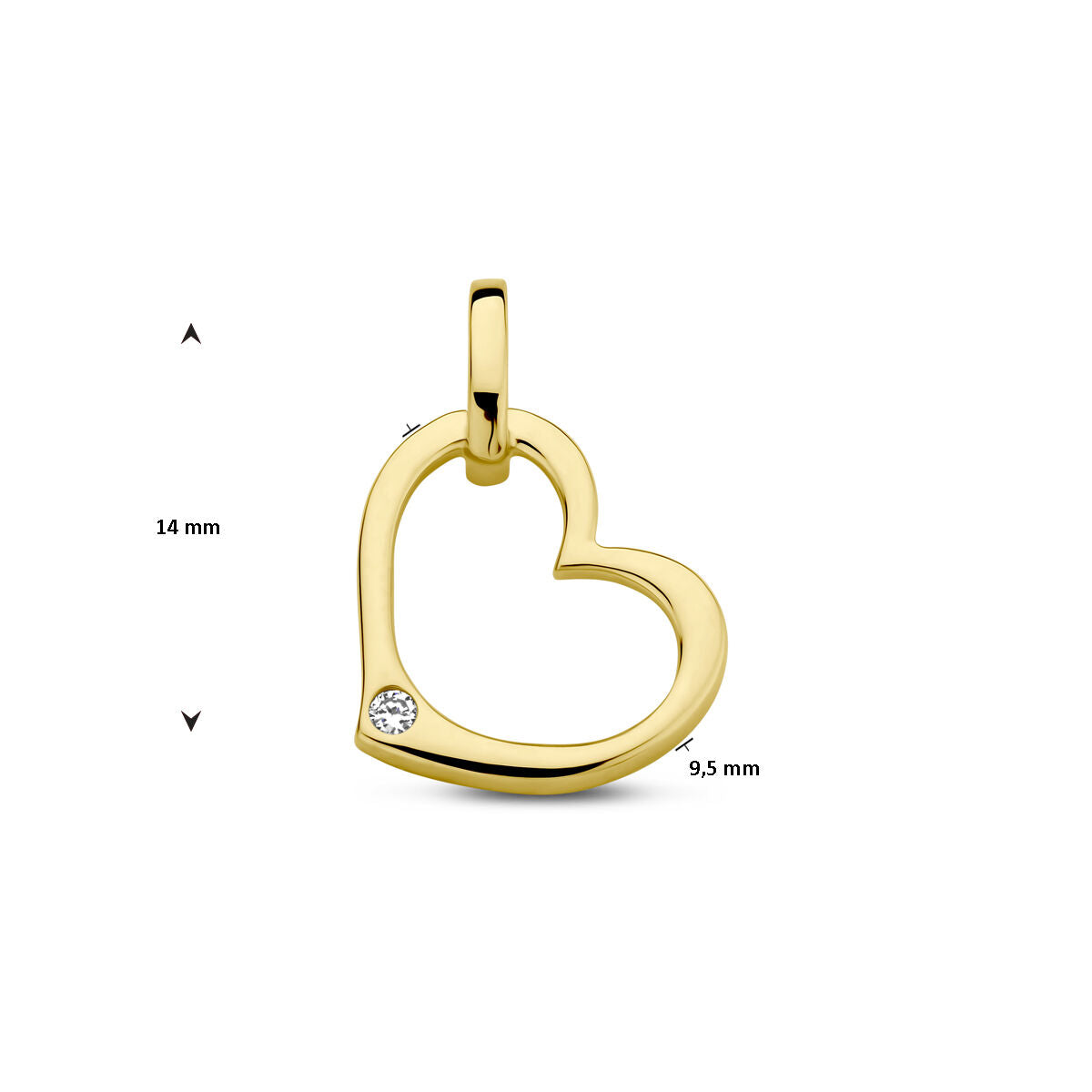 ciondolo cuore e diamante 0.01ct h p1 14K oro giallo