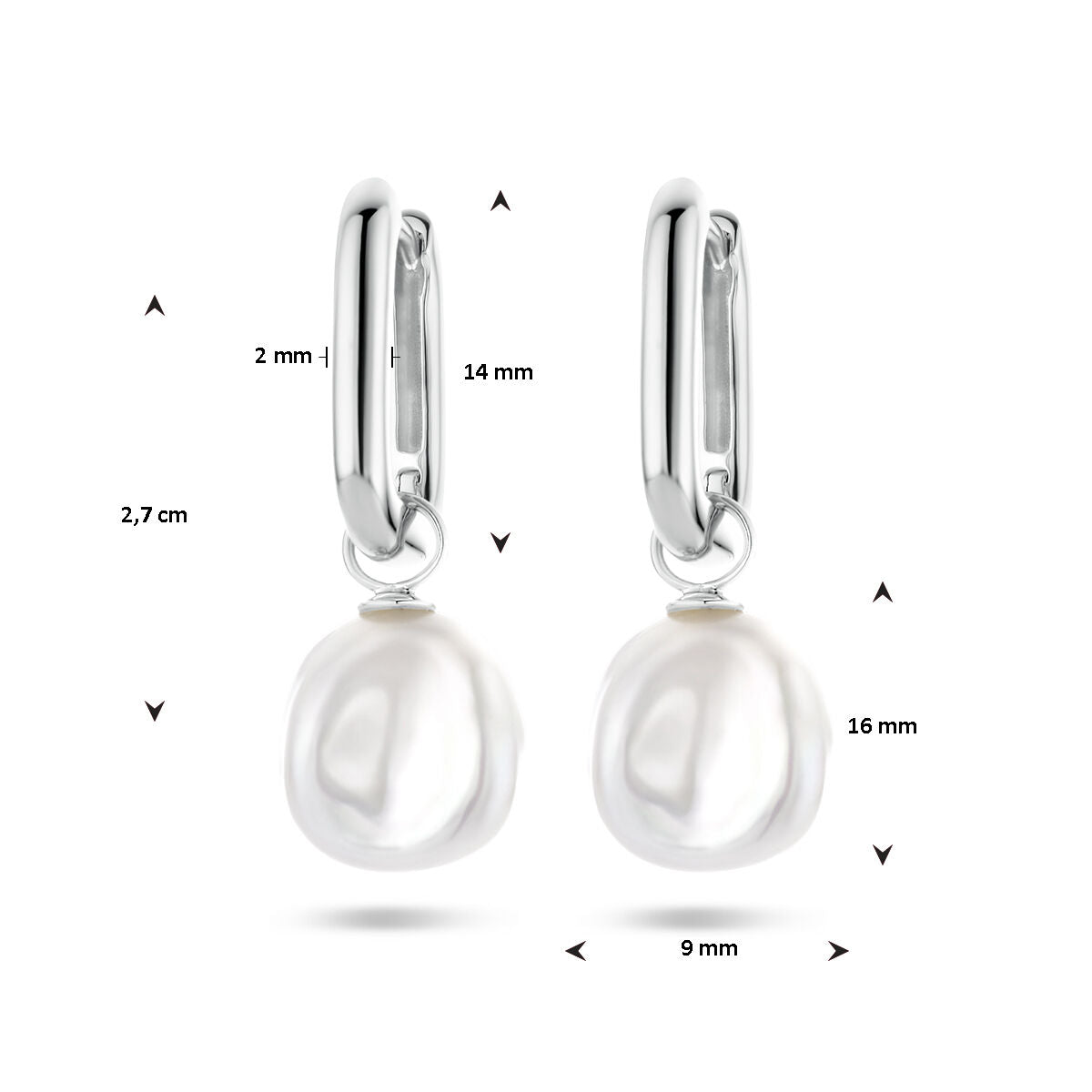 orecchini paperclip perla barocca argento rodiato