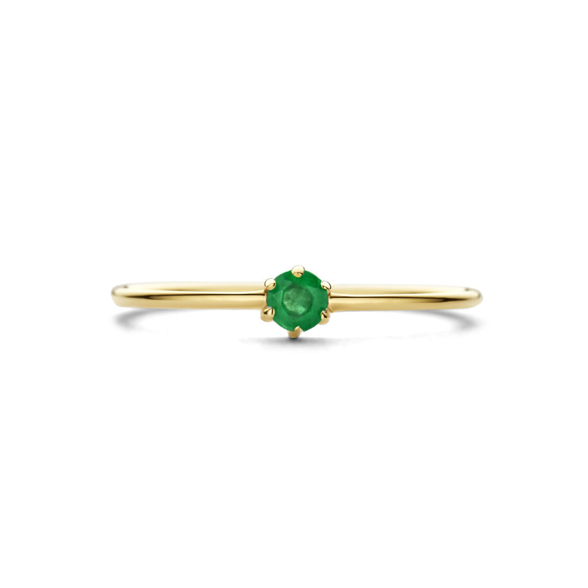 anello con pietra di nascita smeraldo maggio 14K oro giallo
