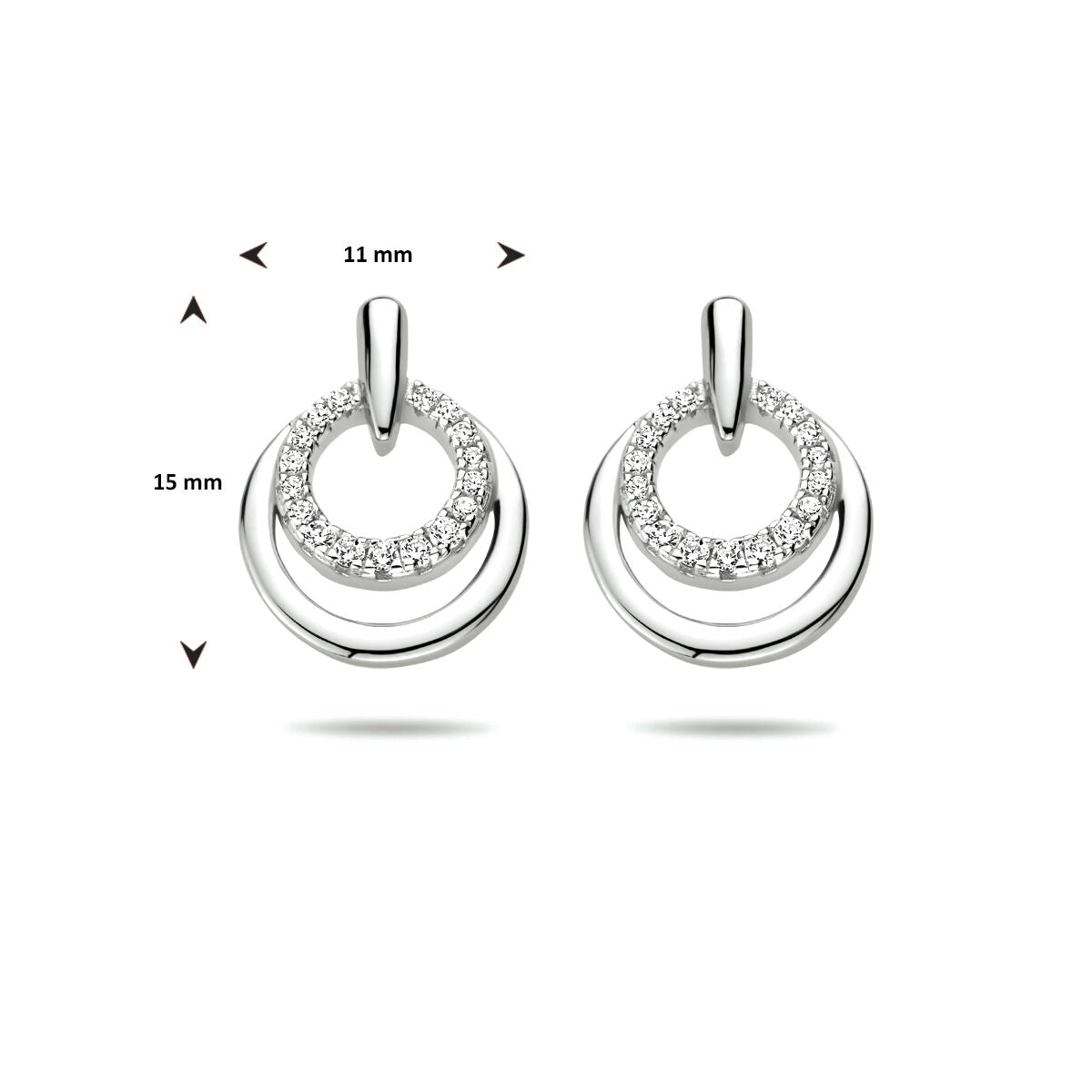 orecchini a bottone zircone argento rodiato