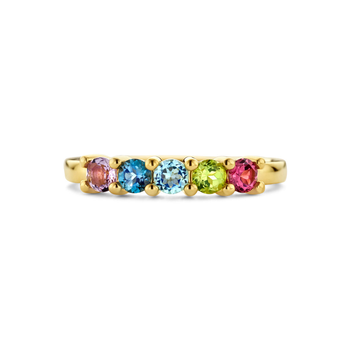 anello pietre colorate naturali 14K oro giallo