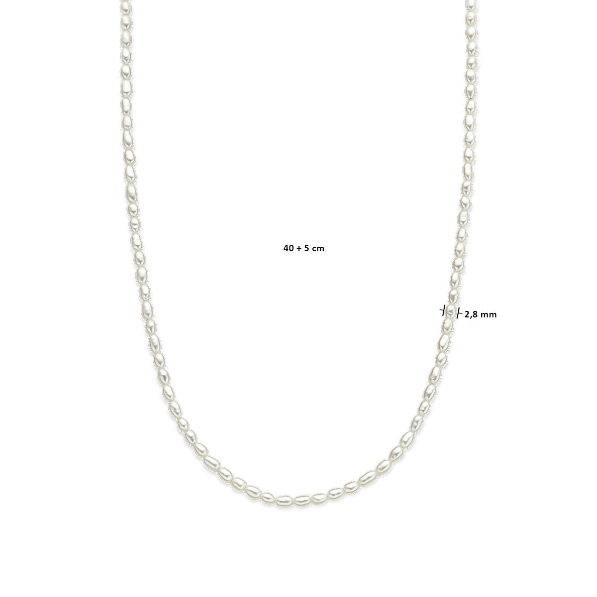 Collana in argento da donna con perle rodiata
