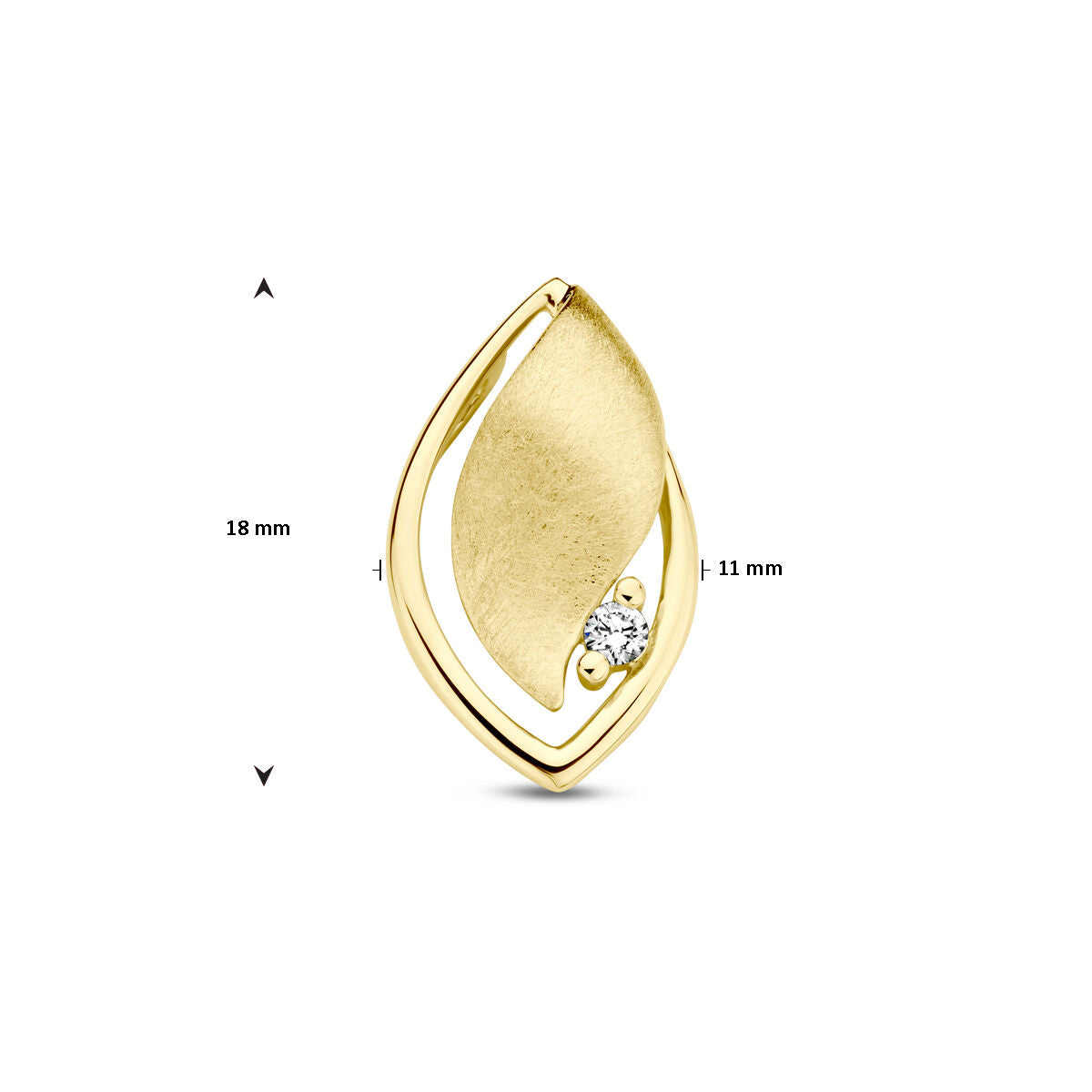 ciondolo lucido/opaco diamante 0.04ct h si oro giallo 14K