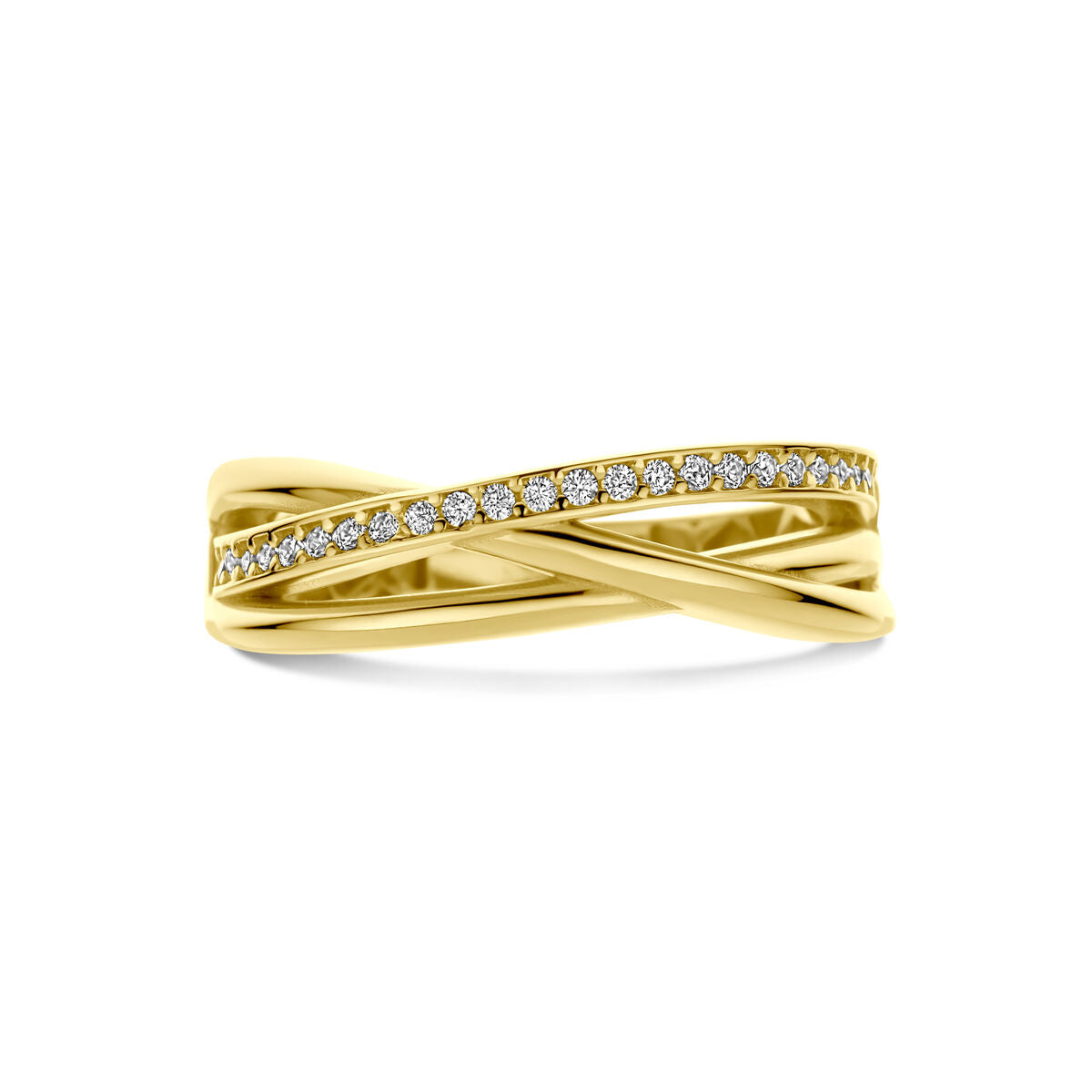 Anello in oro giallo con zircone 14K ritorto