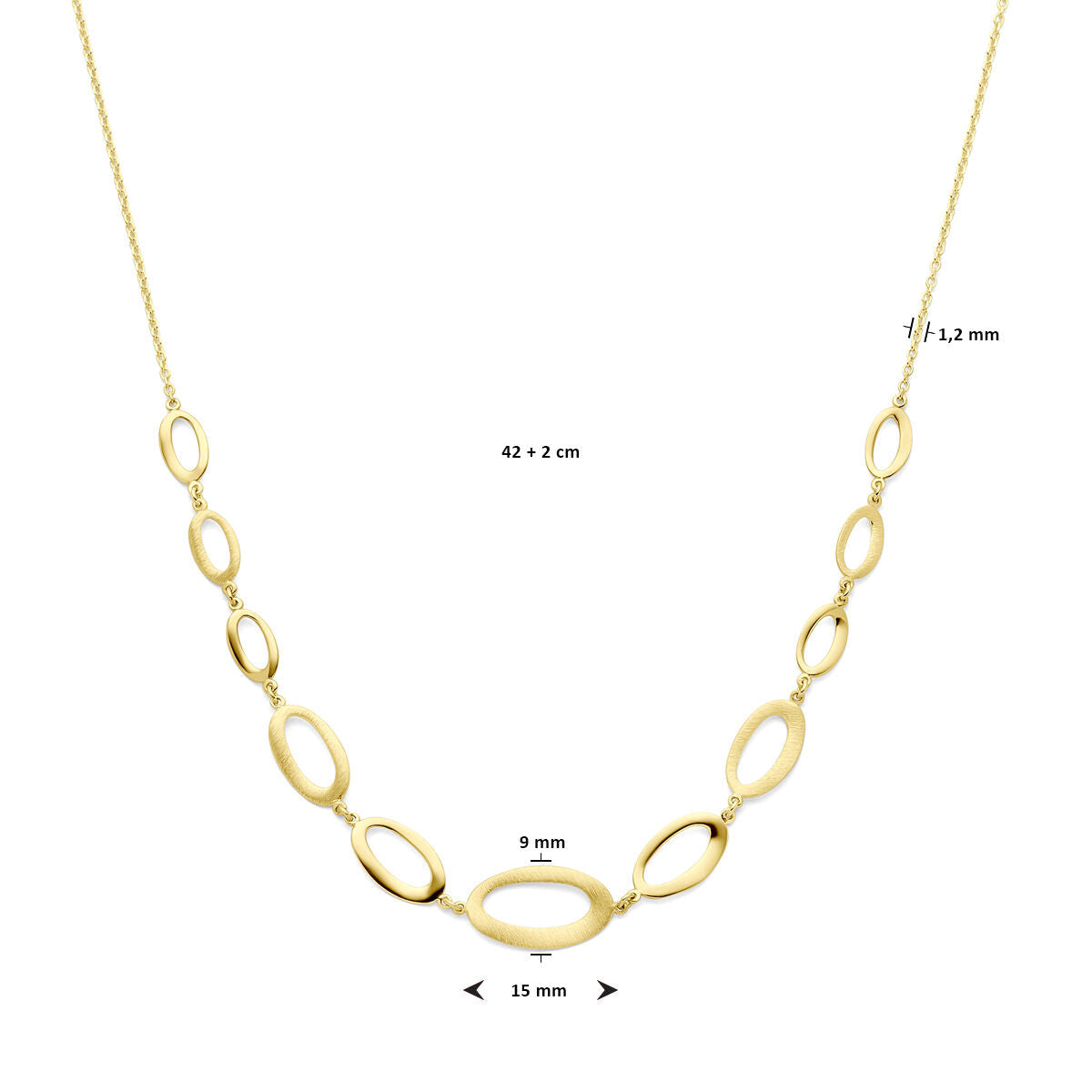 collana 42 + 2 cm lucido/opaco 14K oro giallo