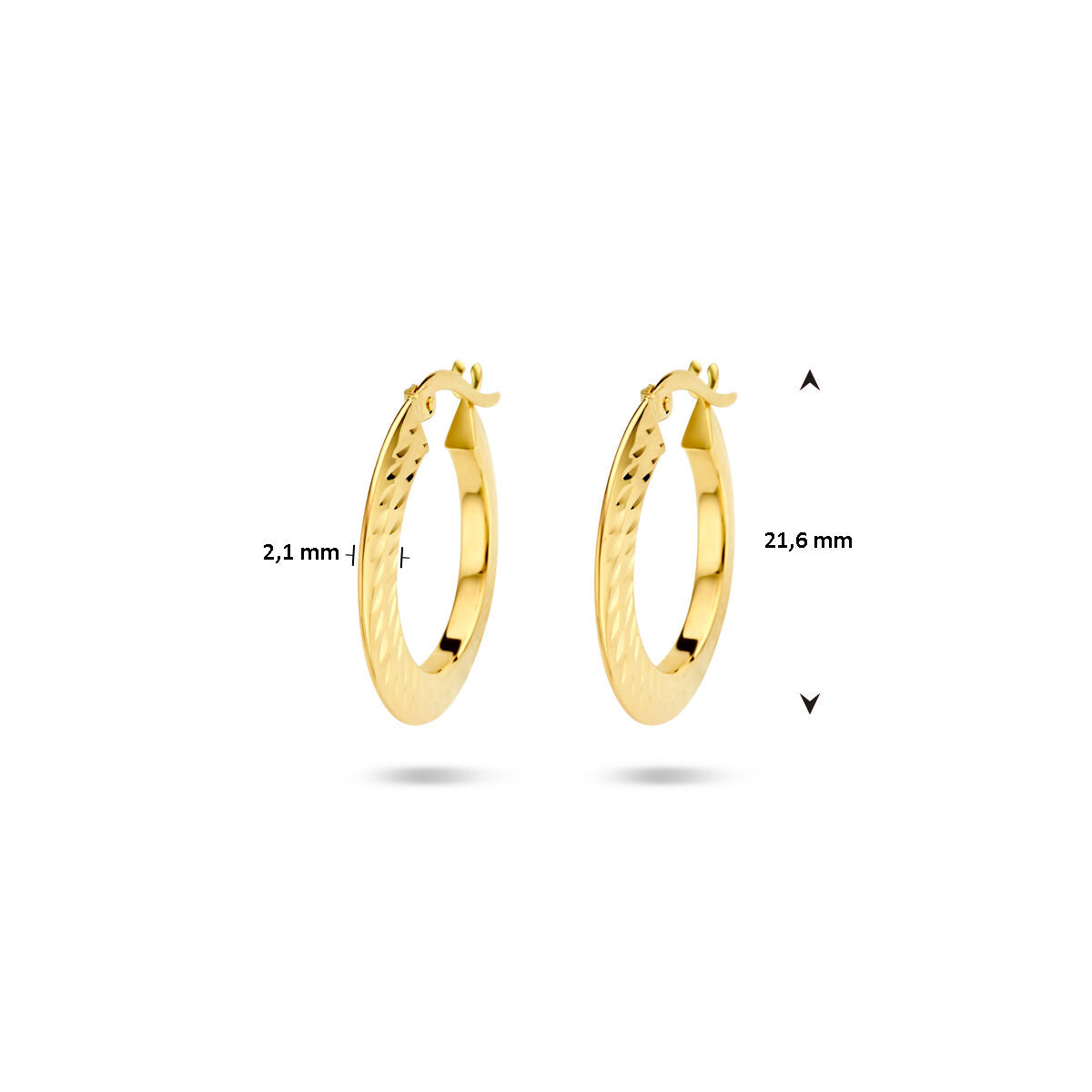orecchini a cerchio tubo appuntito oro giallo 14K