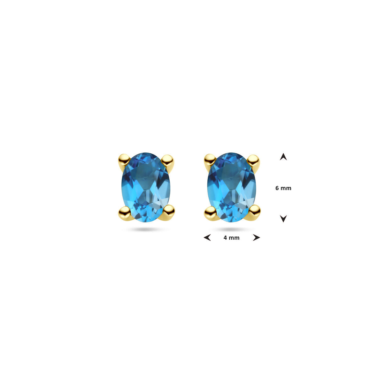 orecchini a bottone topazio london blue oro giallo 14K