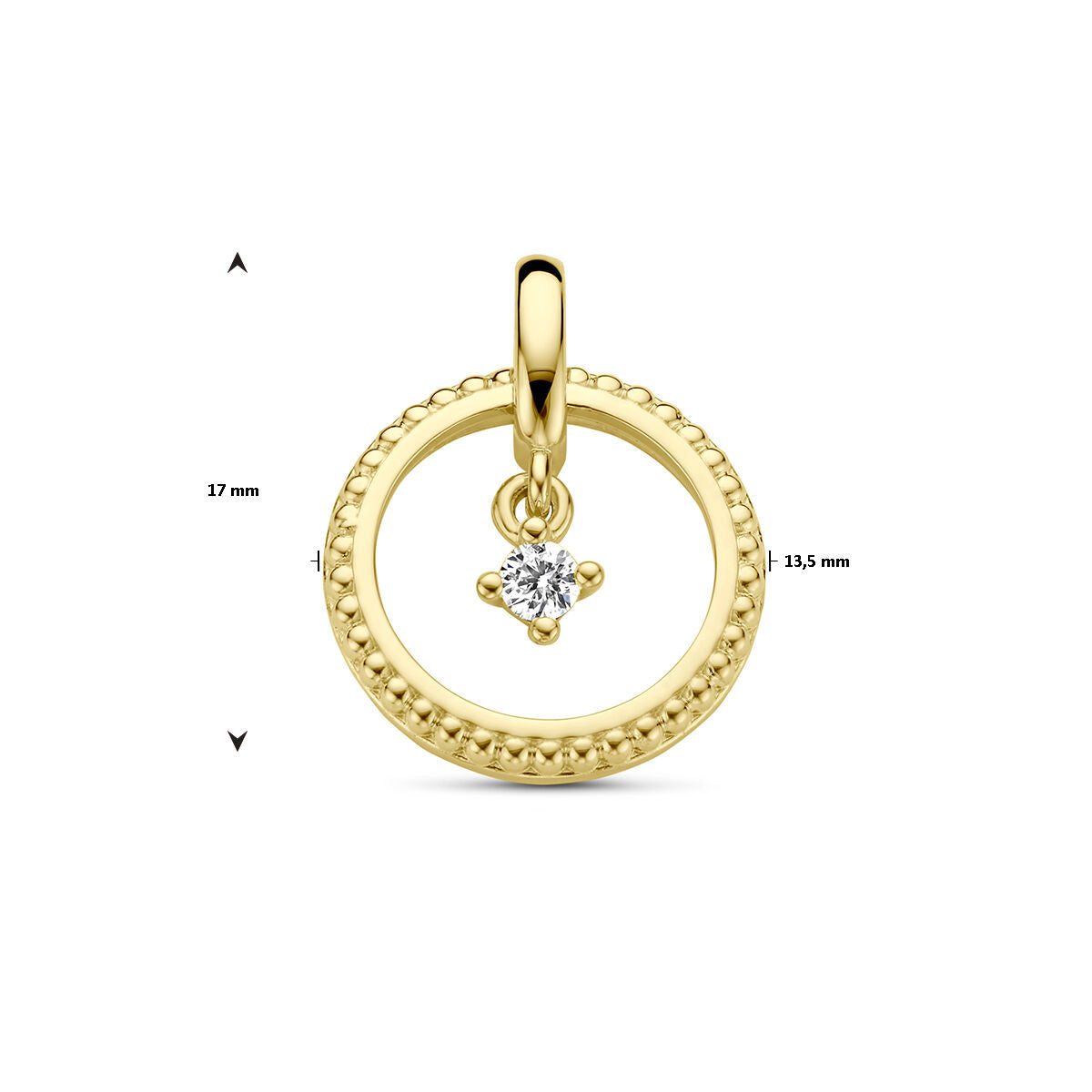 ciondolo cerchio con diamante 0.06ct h si in oro giallo 14K