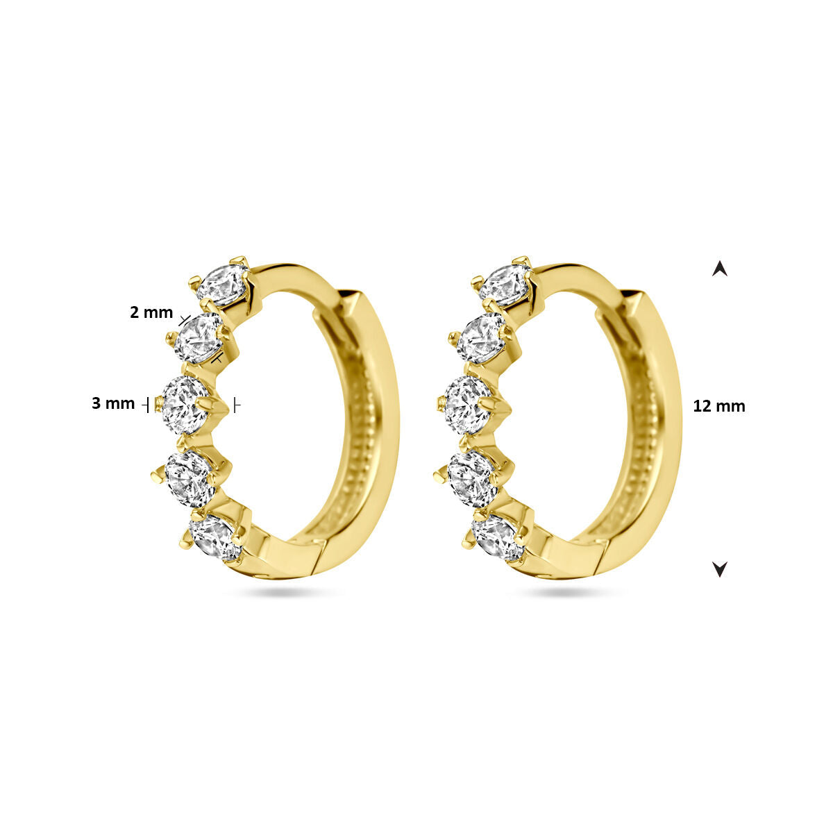 orecchini a cerchio zirconia 14K oro giallo