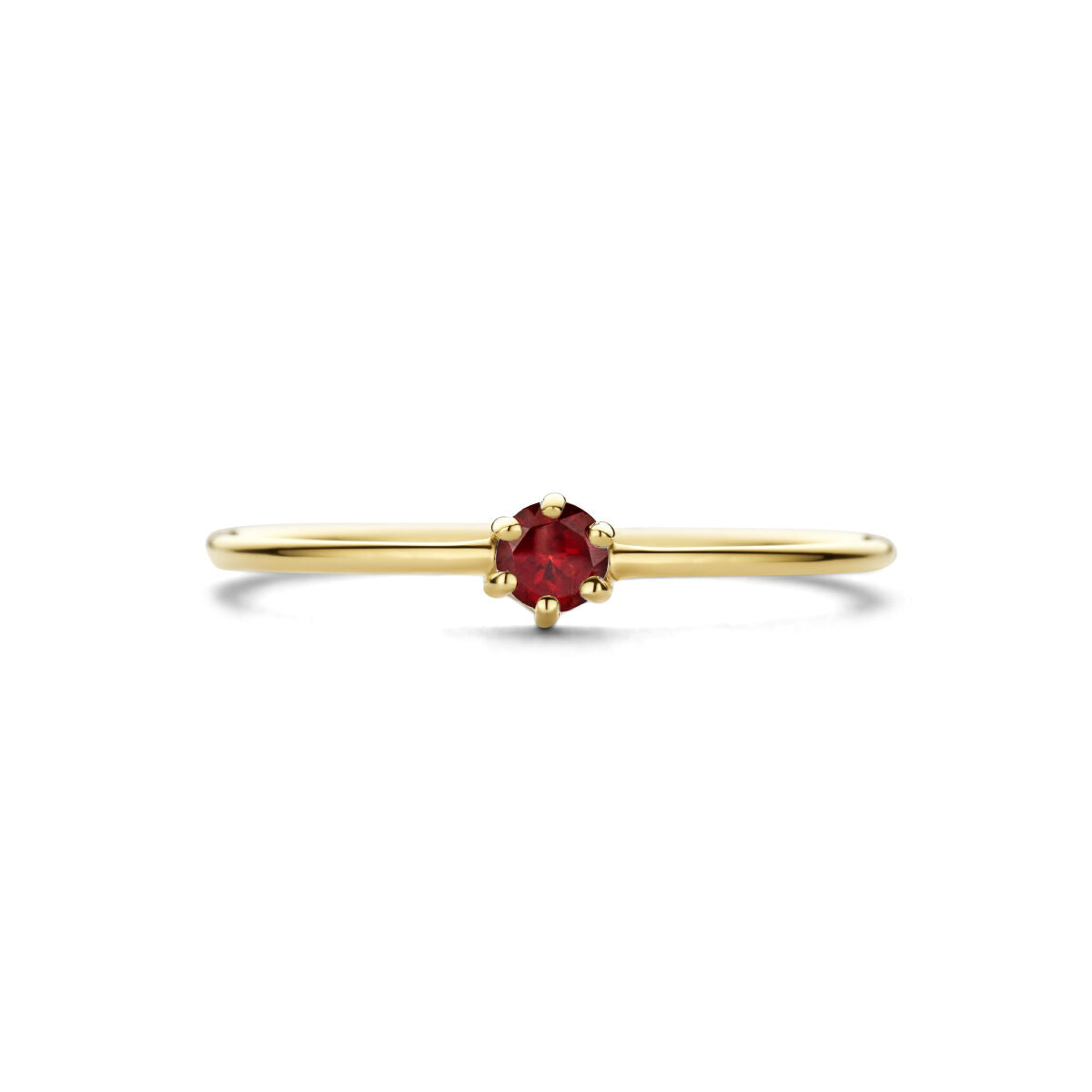 Anello con pietra del mese granato gennaio oro giallo 14K