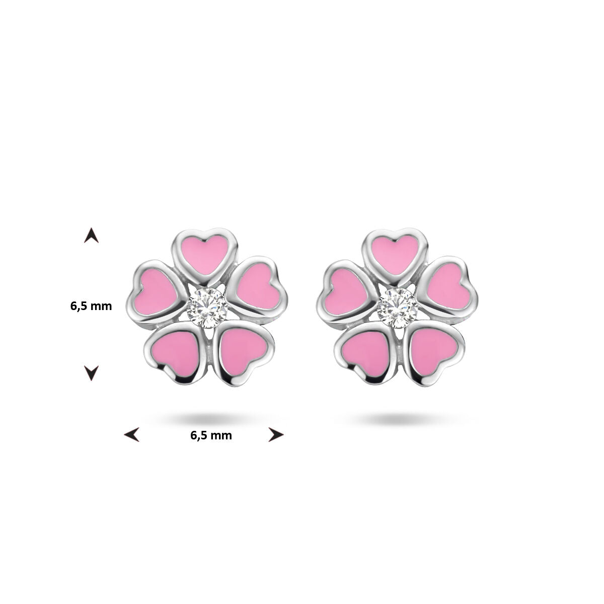 orecchini a bottone fiore zirconia argento rodiato