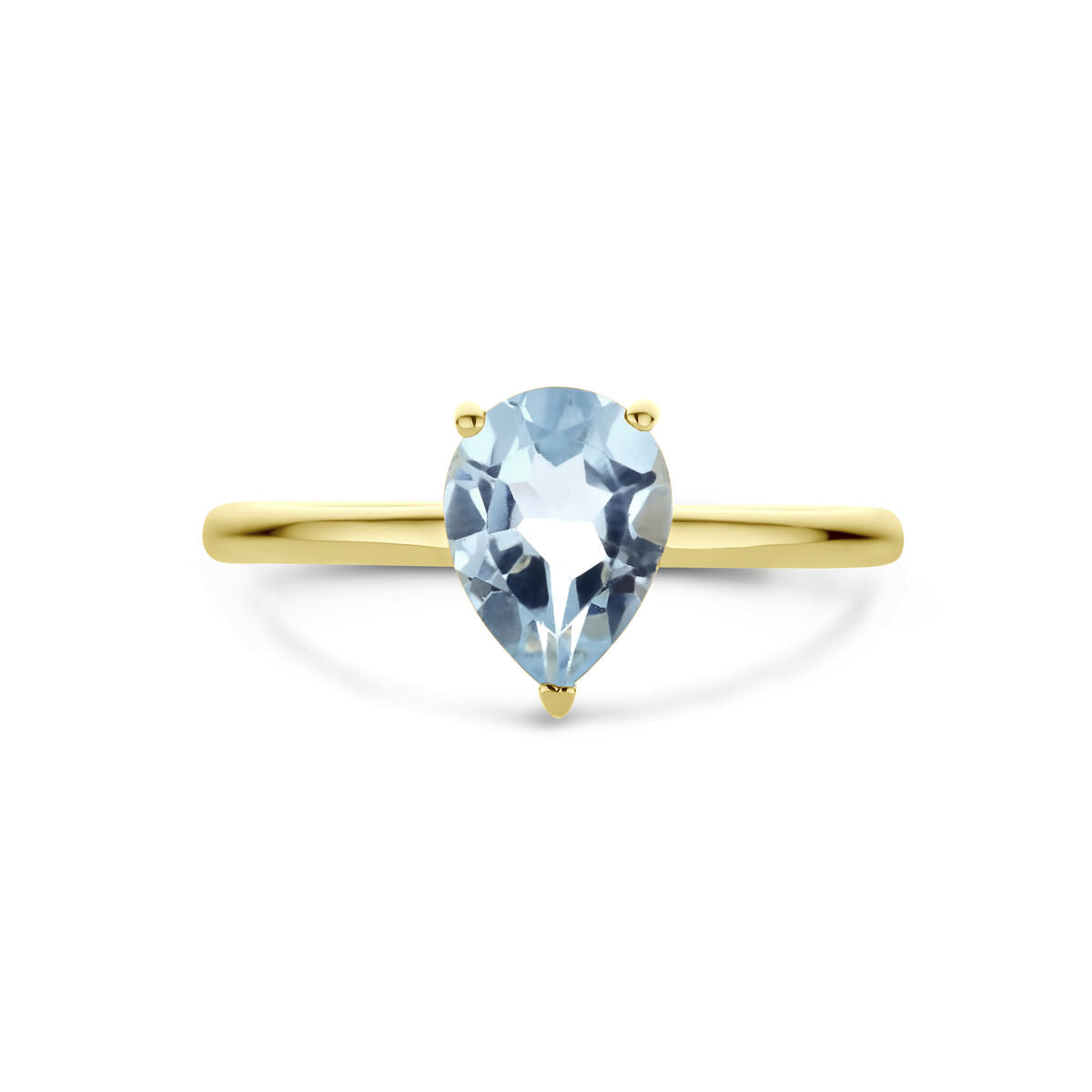 Anello Topazio Blu Oro Giallo 14K