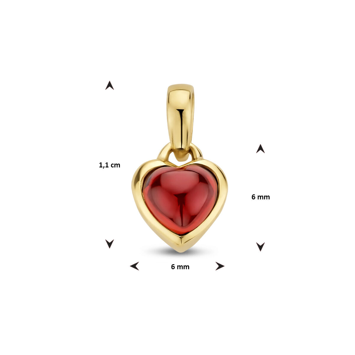 ciondolo cuore granato oro giallo 14K