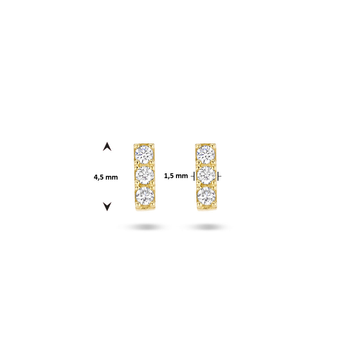 orecchini a bottone zirconia oro giallo 14K