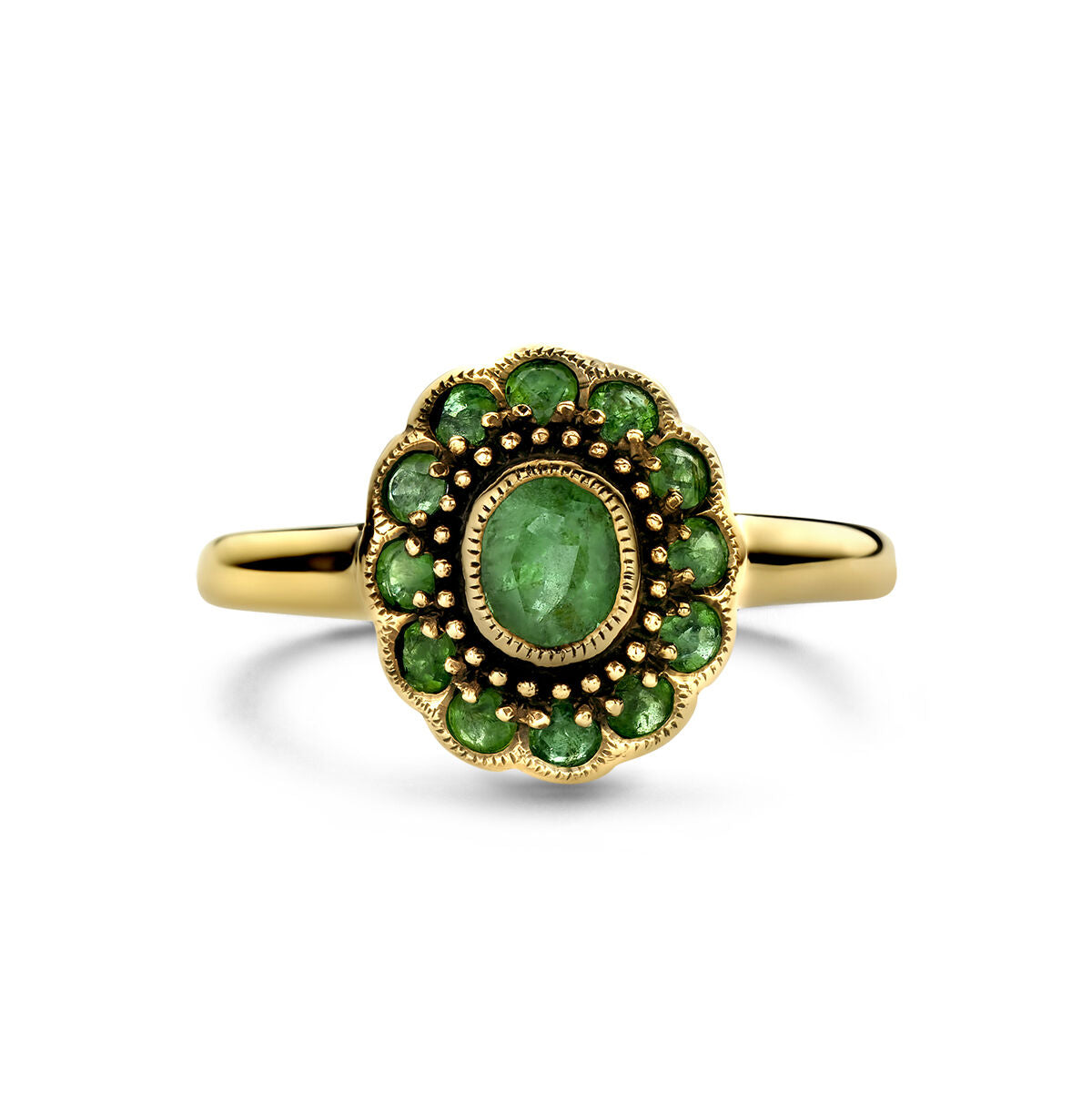 anello smeraldo oro giallo 14K