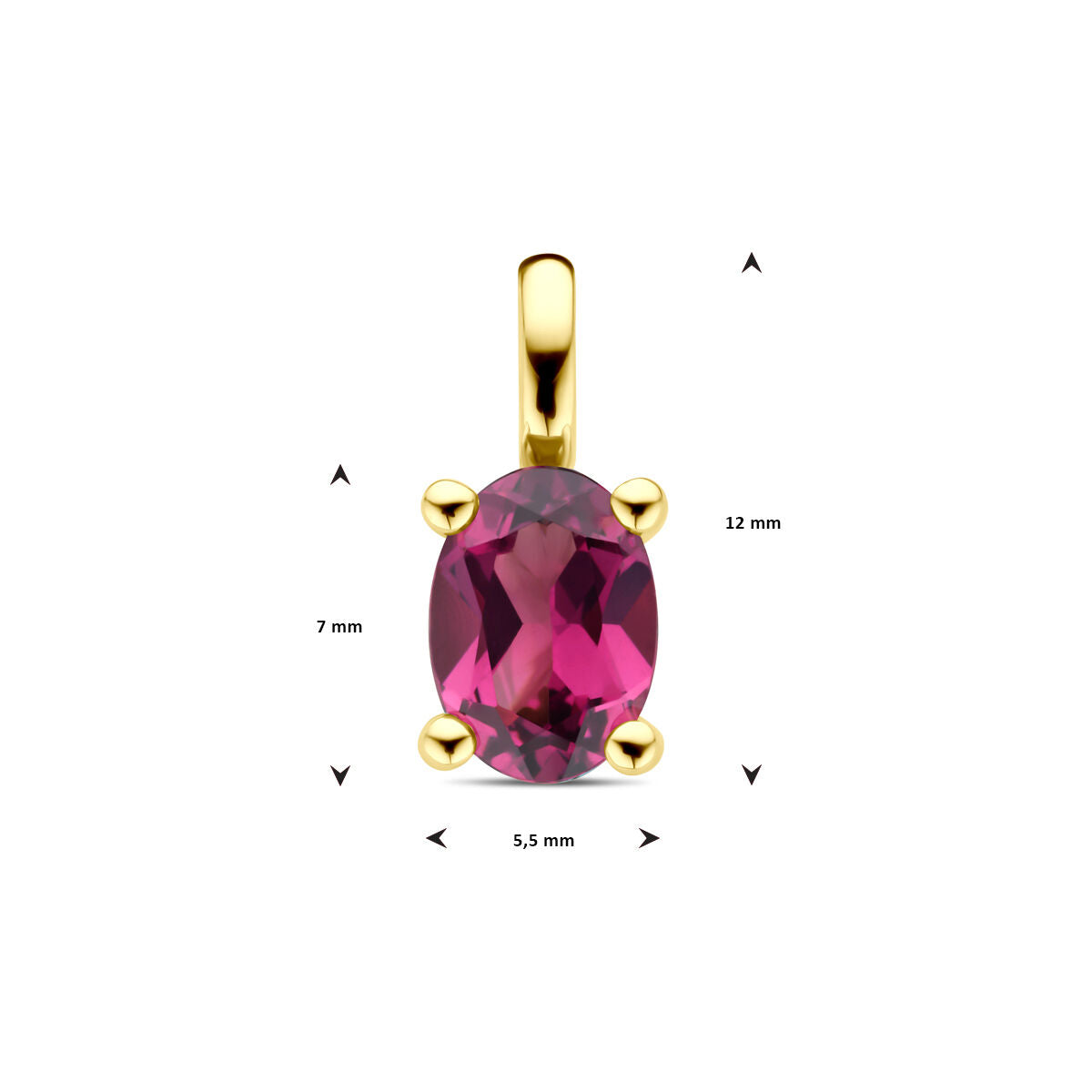 ciondolo rodolite rosa oro giallo 14K