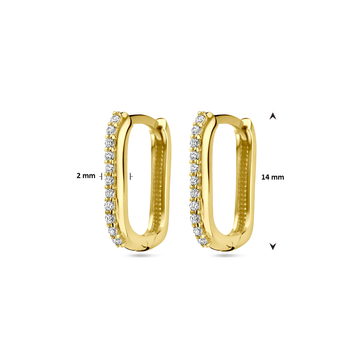 orecchini a cerchio con chiusura a scatto zircone 14K oro giallo