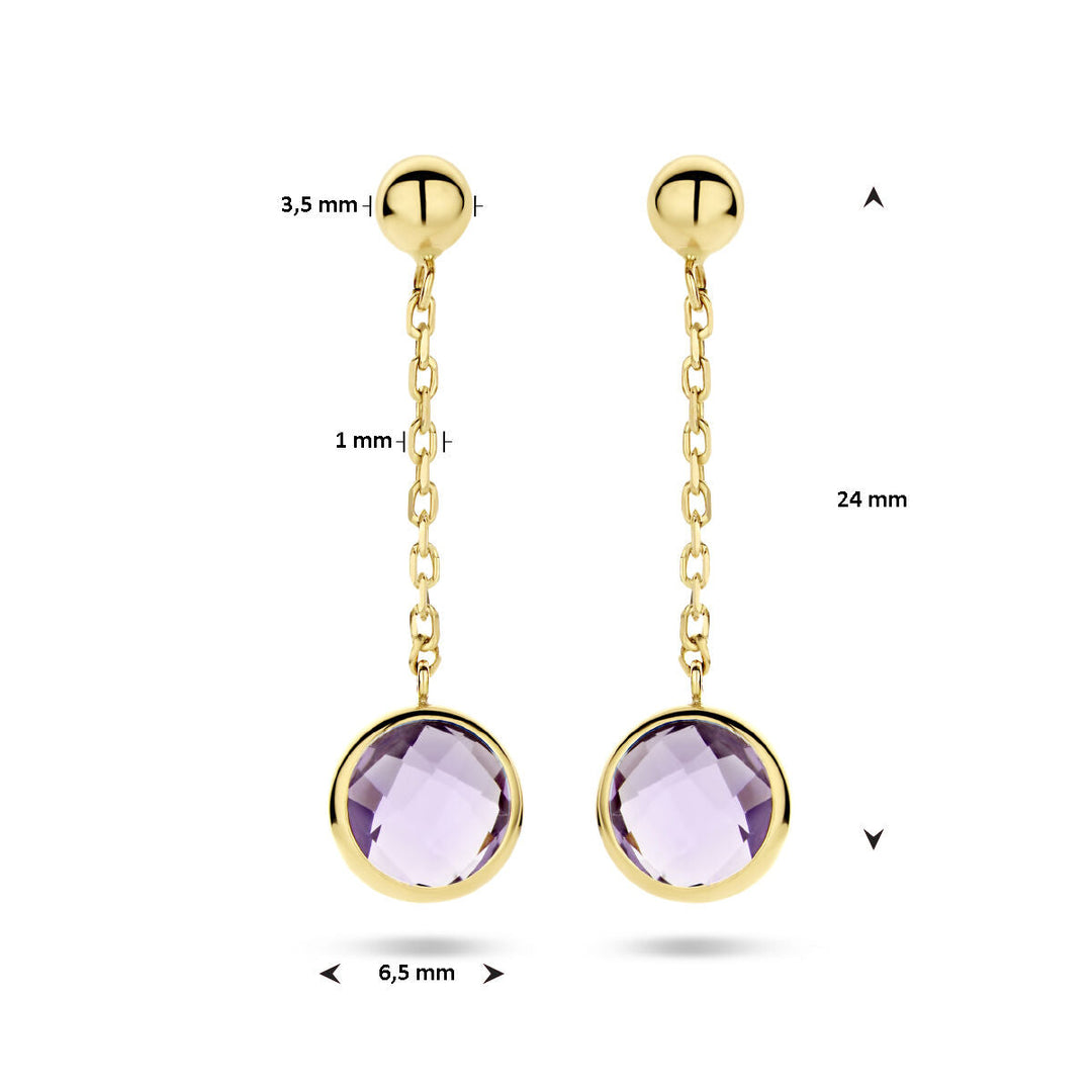 oorhangers amethist 14K geelgoud