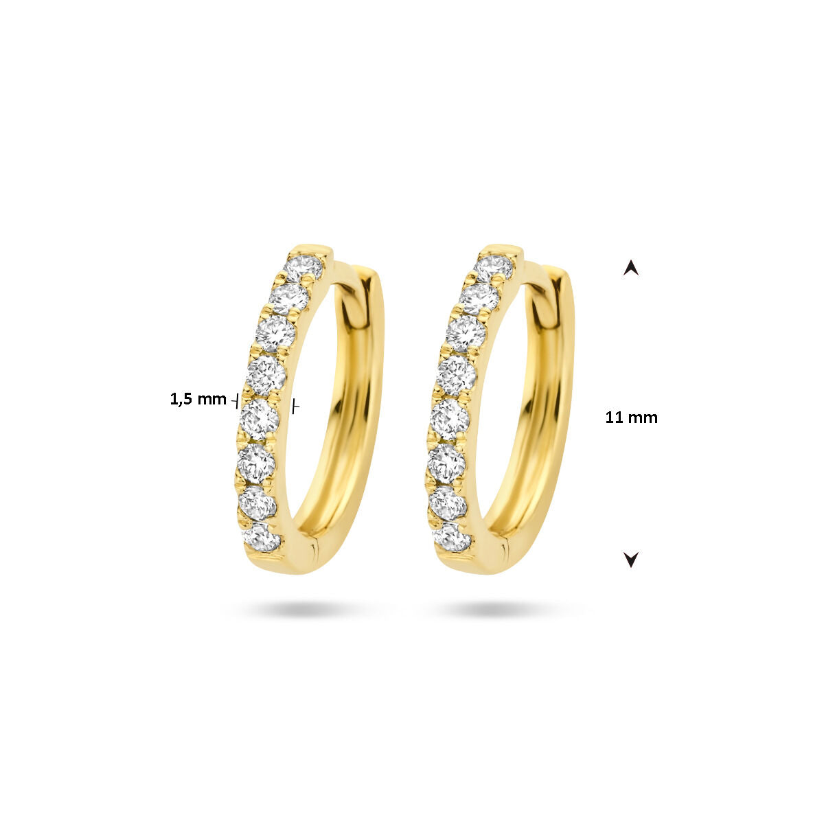 Orecchini a cerchio con diamante 0.15ct (2x0.075ct) g si 14K oro giallo