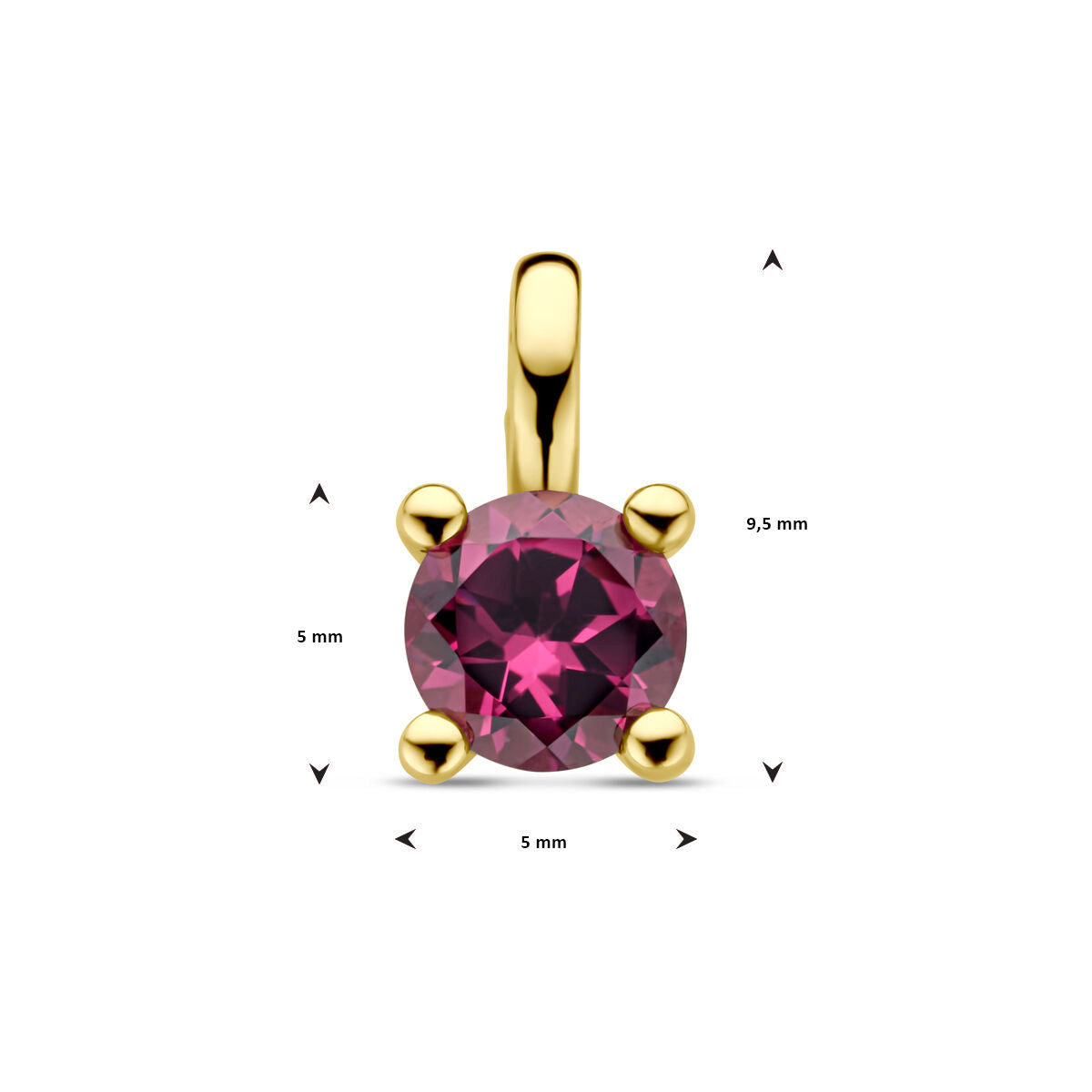 ciondolo rodolite rosa 14K oro giallo