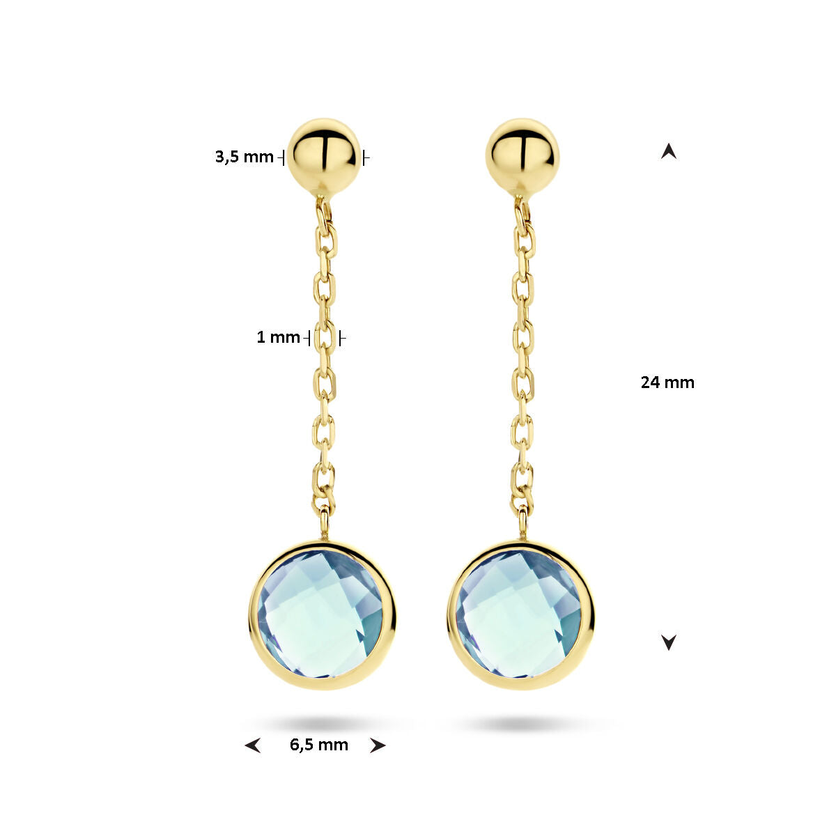 orecchini pendenti topazio oro giallo 14K