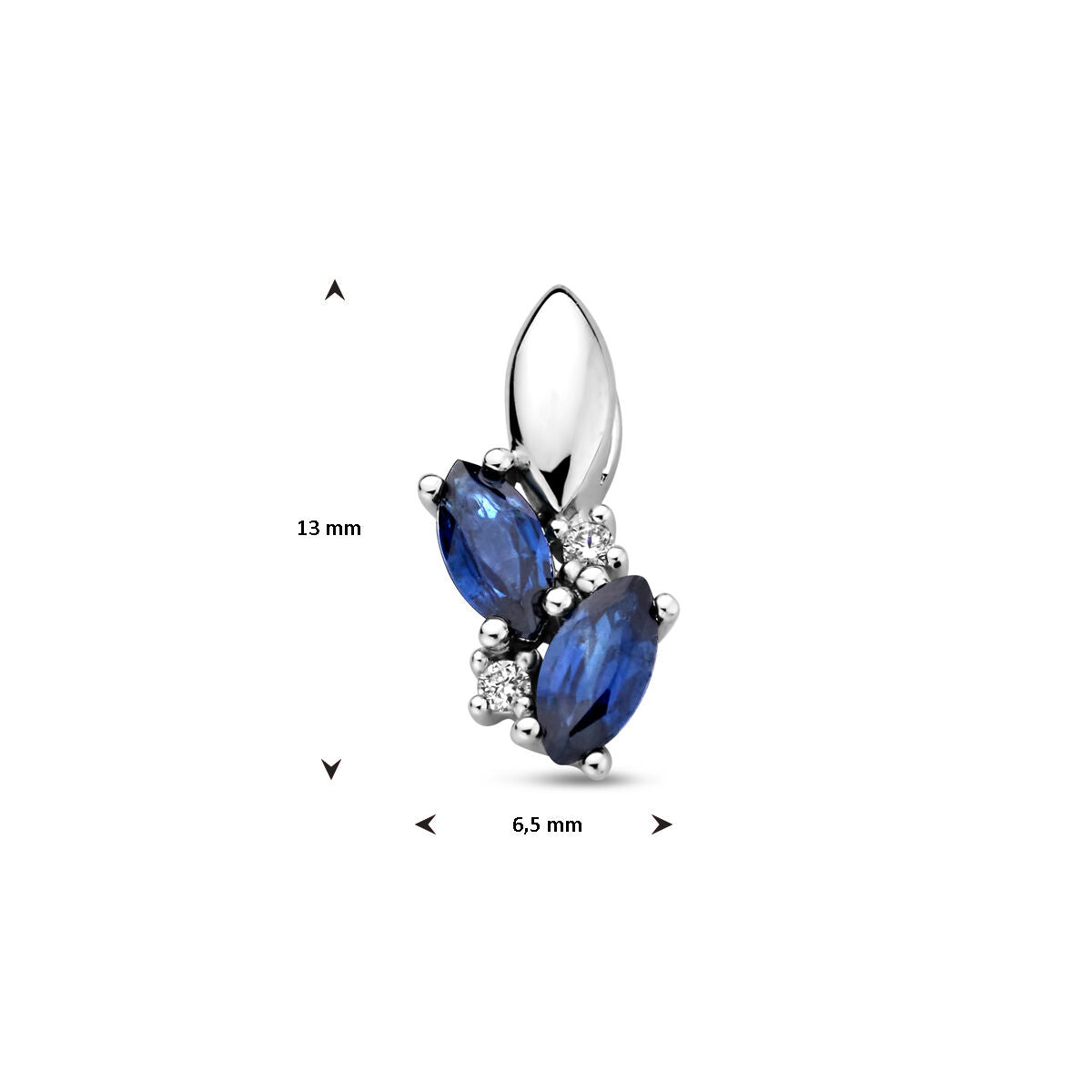 ciondolo zaffiro e diamante 0.02ct h p1 14K oro bianco