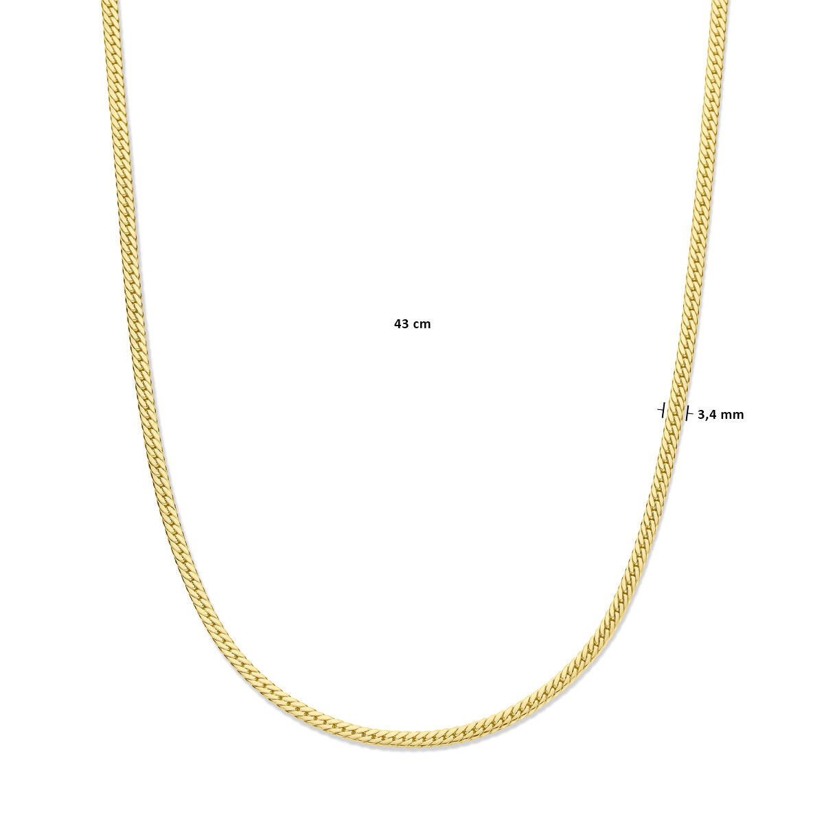 collana gourmette 3,4 mm 43 cm oro giallo 14K