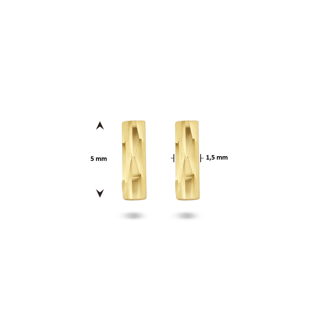 Orecchini a bottone barretta diamantata 14K oro giallo