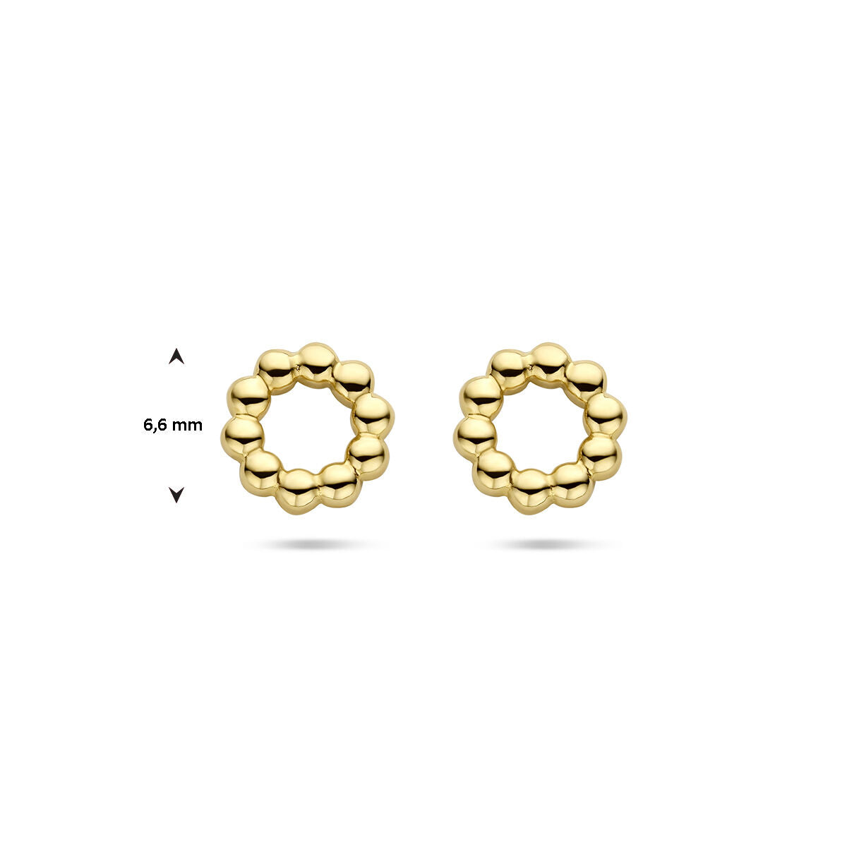 orecchini a bottone cerchio pallini oro giallo 14K