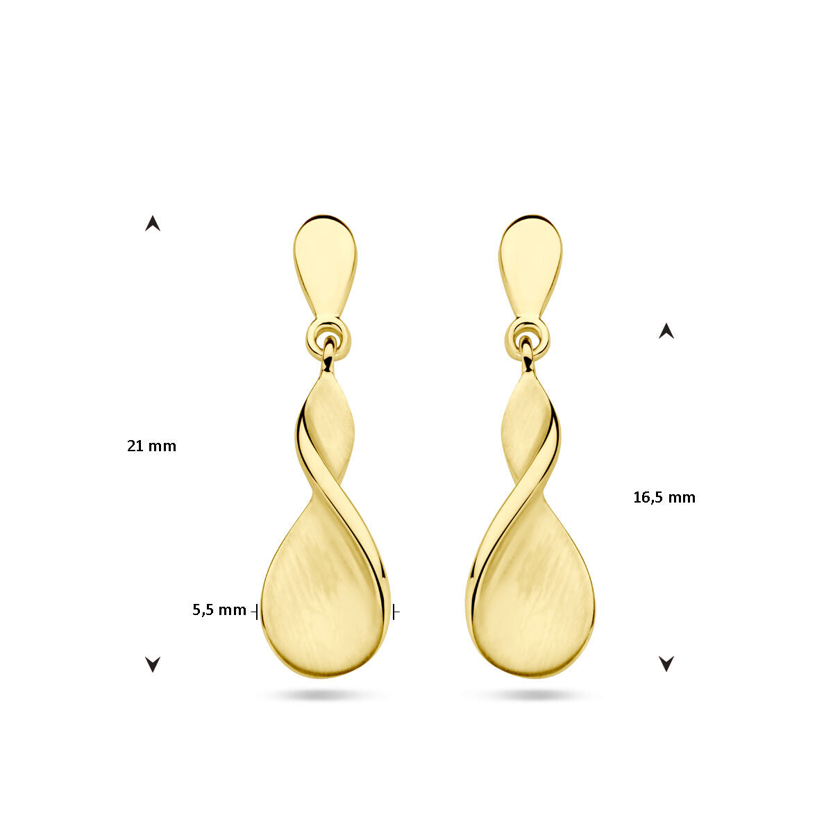 orecchini pendenti lucidi/opachi in oro giallo 14K