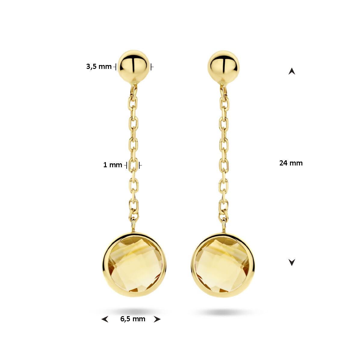 orecchini pendenti citrino oro giallo 14K