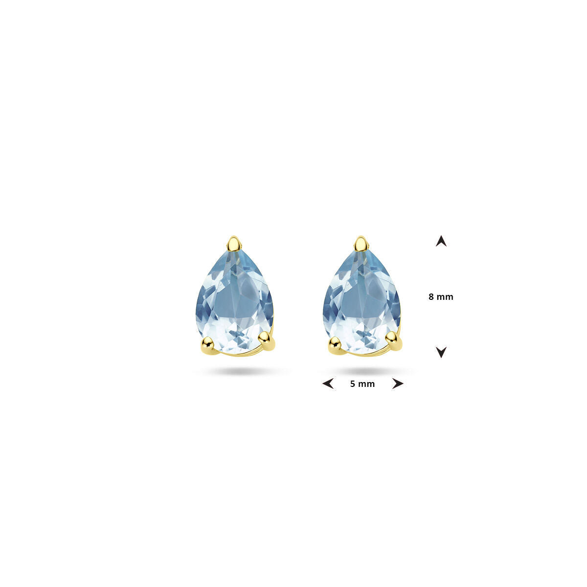 orecchini a bottone topazio blu oro giallo 14K