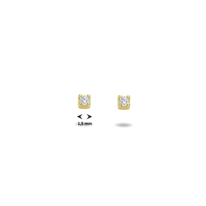 oorknoppen zirkonia 14K geelgoud