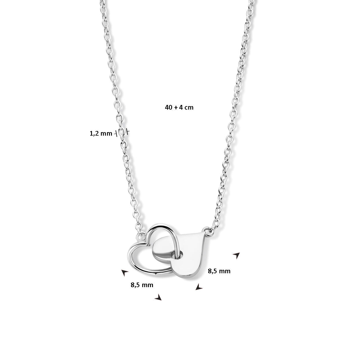 collana cuoricini 40 + 4 cm argento rodiato