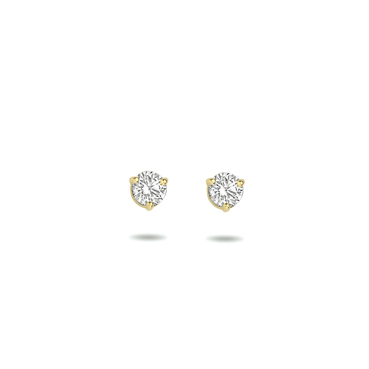 Orecchini in oro giallo 14K con zirconi trasparenti.