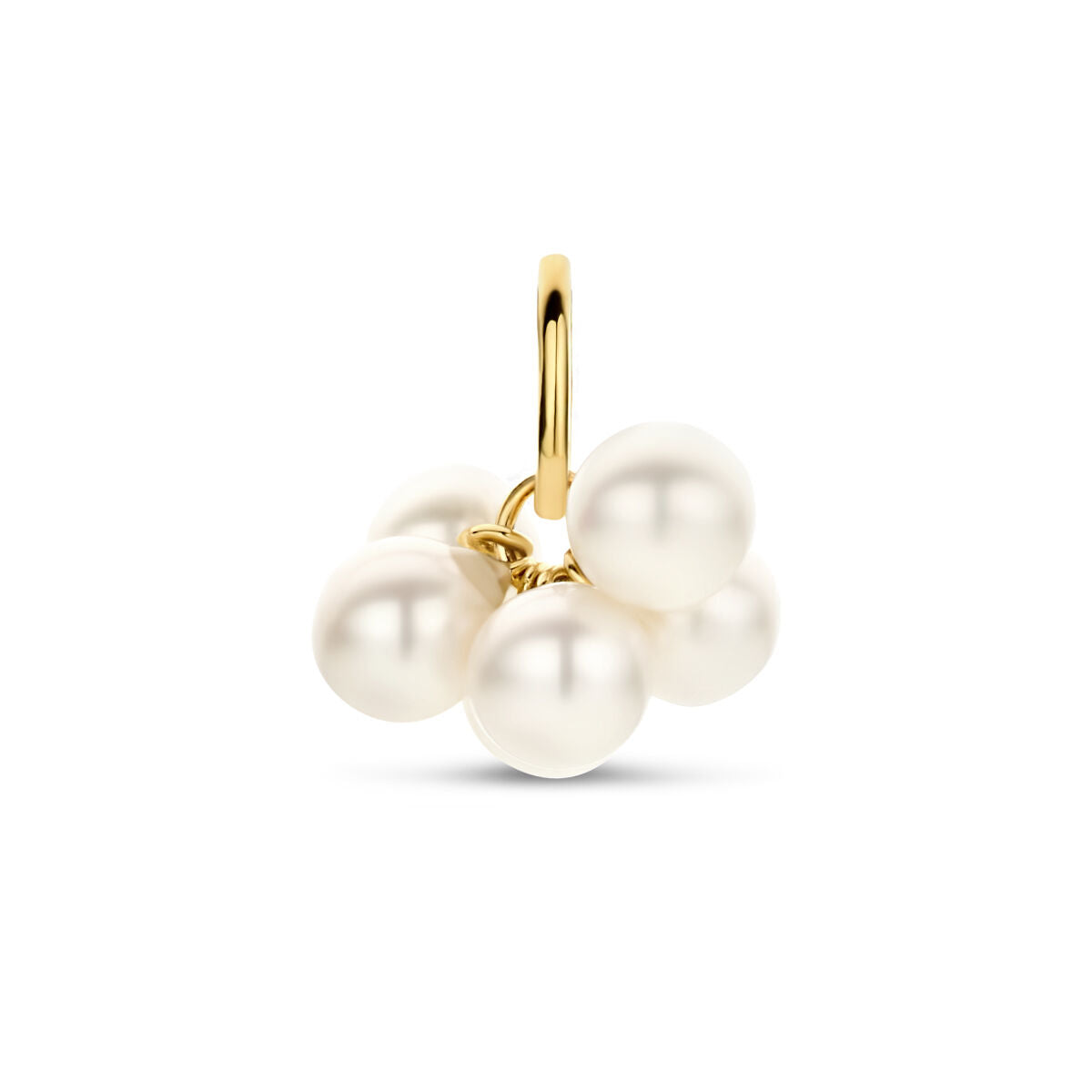 Ciondolo in oro giallo 14K con perle bianche.