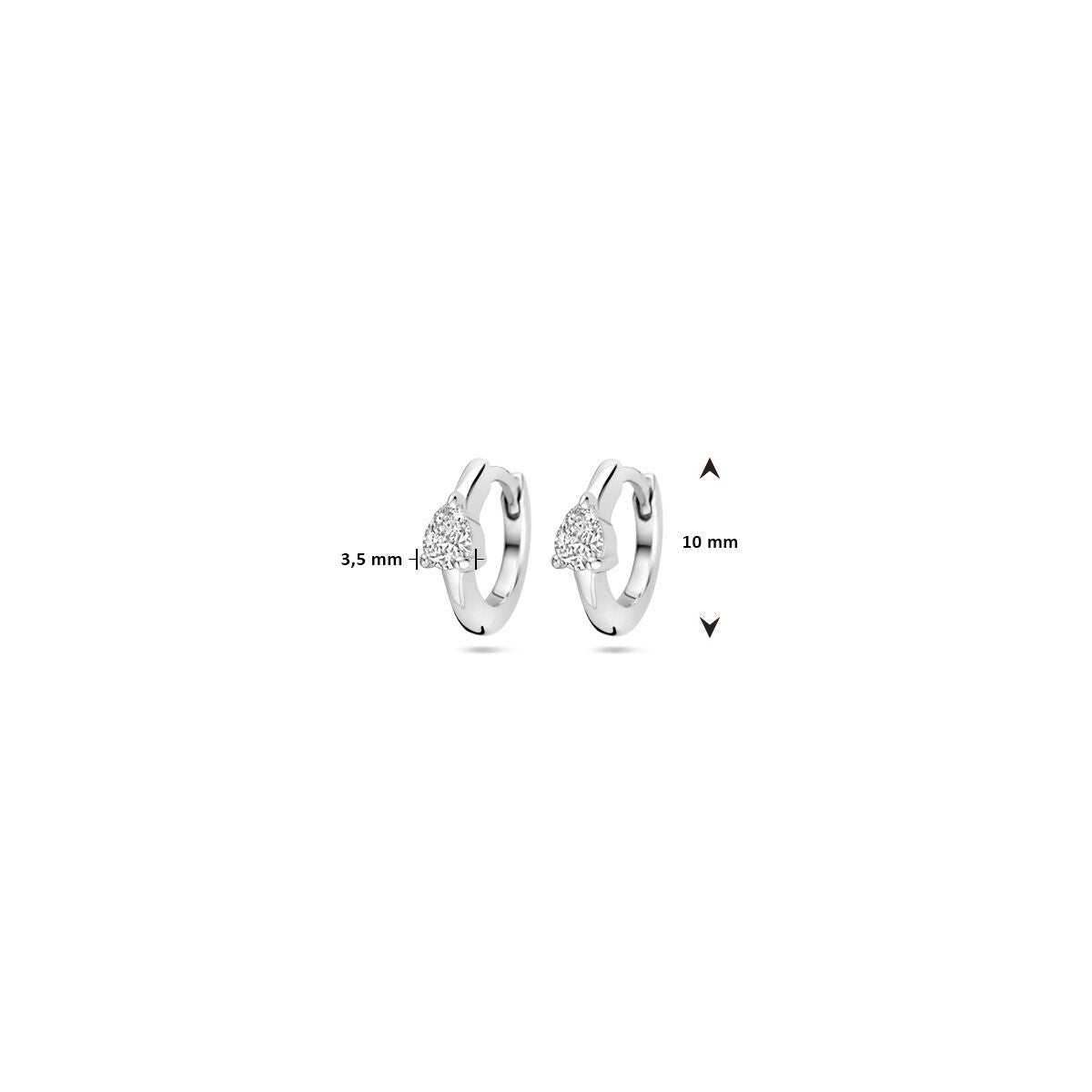 orecchini a scatto zirconia 10 mm argento rodiato