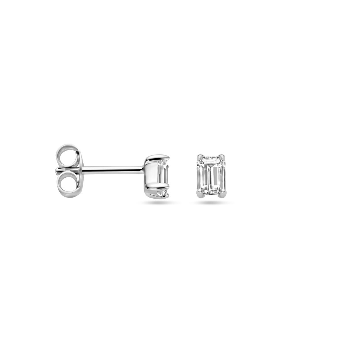orecchini a bottone zirconia argento rodiato