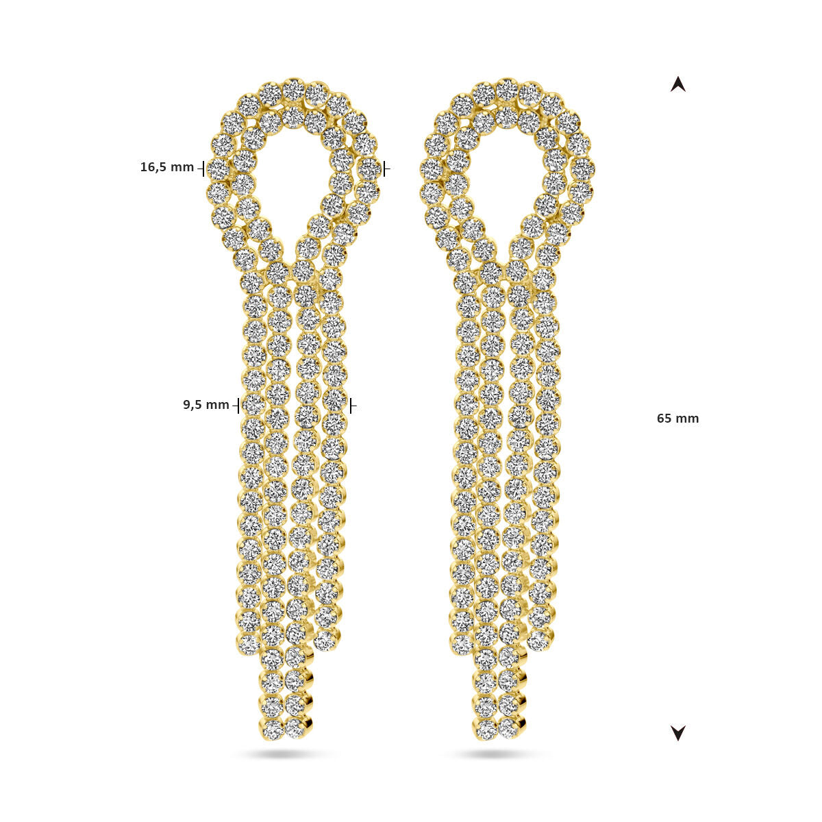 orecchini pendenti zircone 1 micron argento placcato oro (giallo)