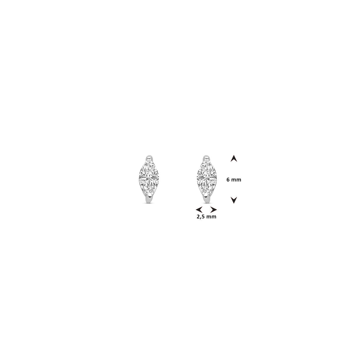 orecchini a bottone zirconia 6 mm argento rodiato